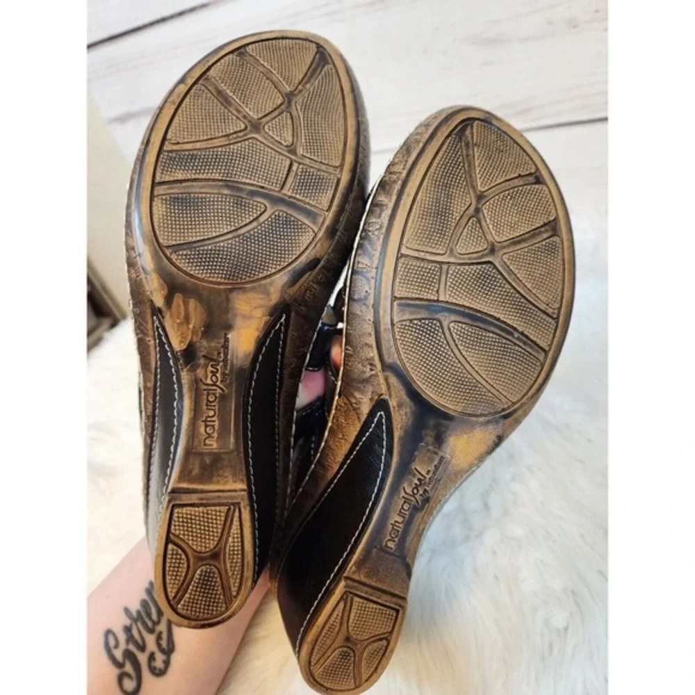 Natural Soul Women's Dark‎ Brown Leather Sandals Size 10